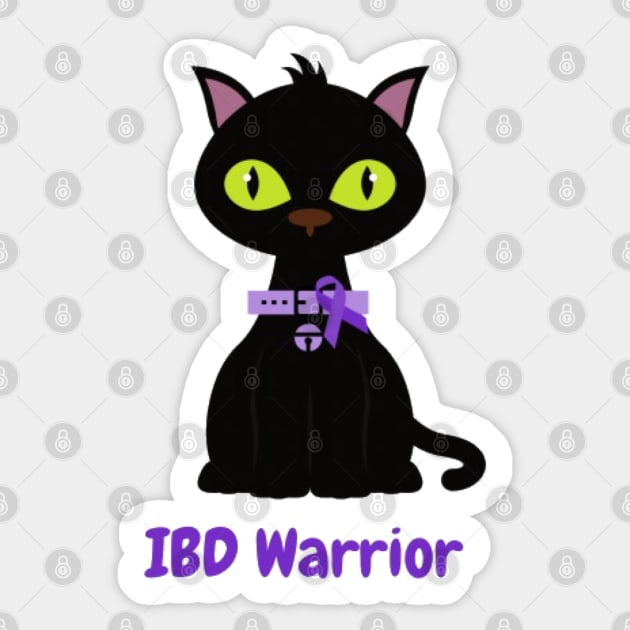 Black Cat with Purple Awareness Ribbon Sticker by CaitlynConnor